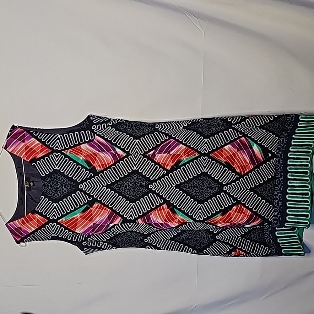 ILE I LE New York sheath diamond abstract sleeveless career holiday dress sz 12